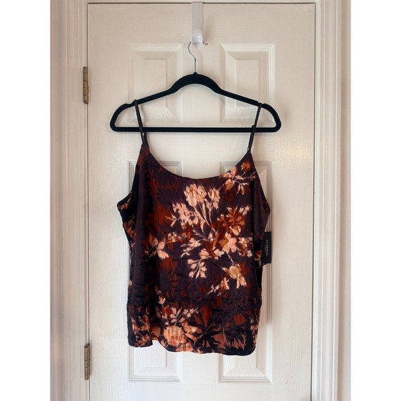 Liverpool Los Angeles Knit Camisole Fire Opal Burnout Velvet Burnout Tank XL - Picture 2 of 4